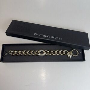 Victoria's Secret Chunky Gold Tone Angel Wings Chain Link Toggle Bracelet 8in